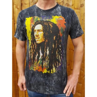 Unisex/Mens Bob Marley Cotton Stonewash Tee- Pale Grey - Image 5