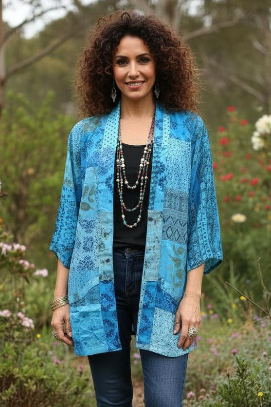 Rayon Patch Kimono Jacket IN 3 COLOURS