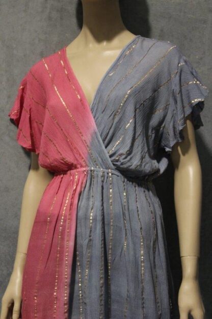 Gold Lurex Dress w Butterfly Sleeves SHORT - Image 6