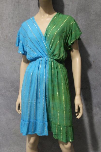 Gold Lurex Dress w Butterfly Sleeves SHORT - Image 2