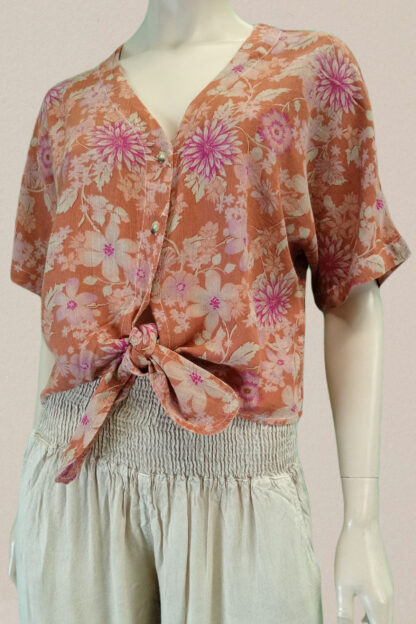 Cottage Crepe Tie Up Top w Buttons NOW IN 5 PRINTS - Image 3