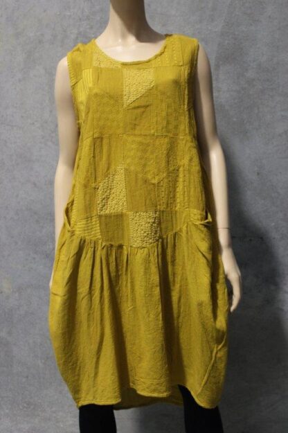 Patch Tulip Rough Cotton Dress w Pockets - Image 7