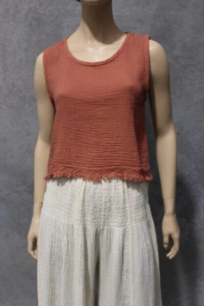 Cheesecloth Sleeveless Shell Top Bias Trim 5 COLOURS! - Image 2