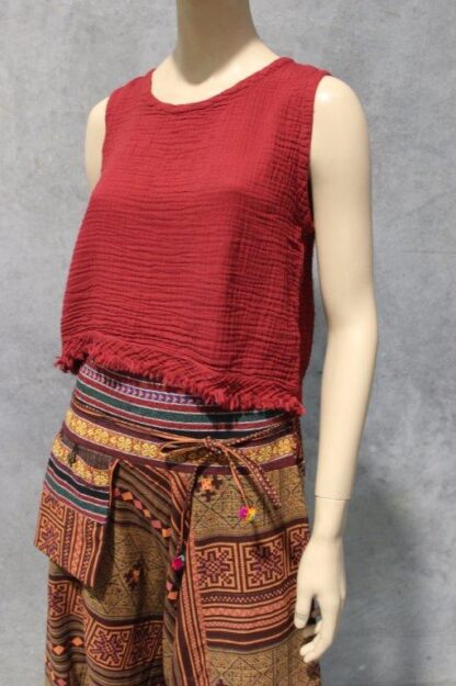 Cheesecloth Sleeveless Shell Top Bias Trim 5 COLOURS! - Image 5