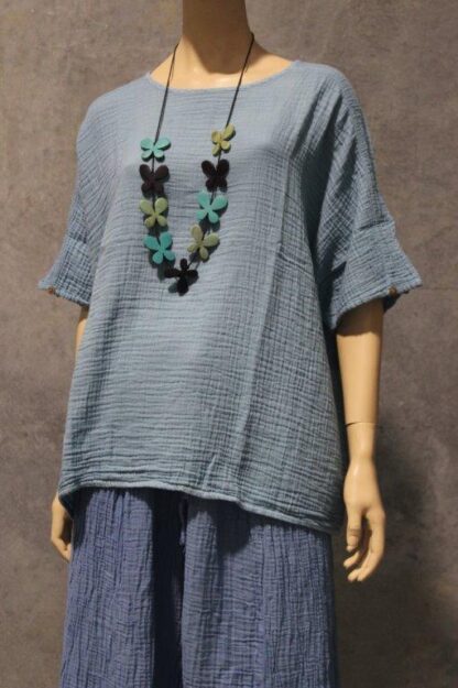 Cheesecloth Square Top W Button Trim - Image 6