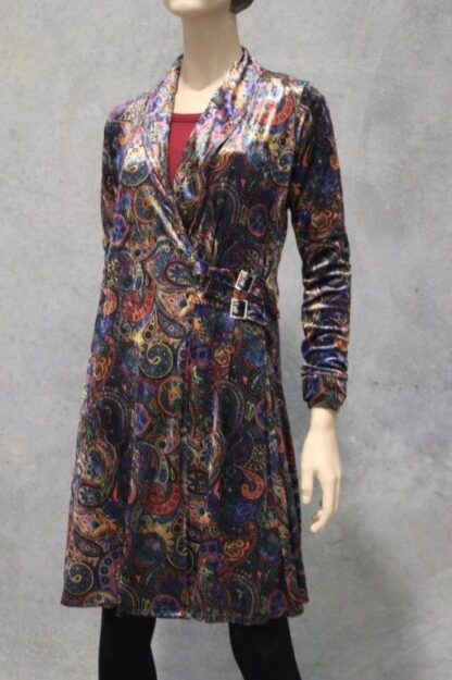 Mod Stretch Velour Belted Jacket (Paisley)