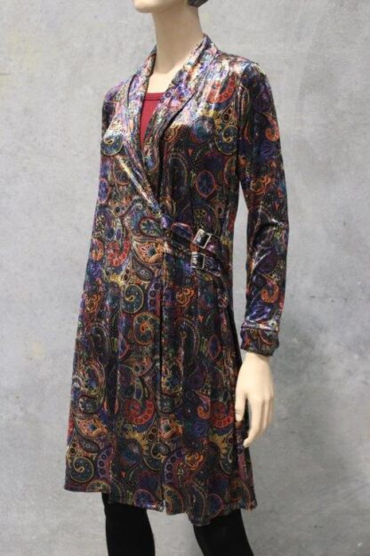 Mod Stretch Velour Belted Jacket (Paisley) - Image 2