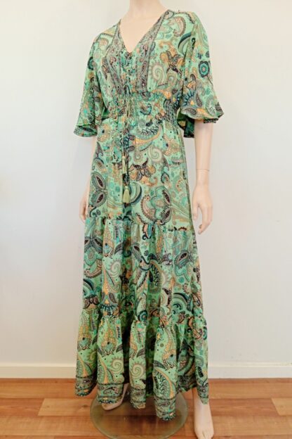 Artsilk Sari Maxi Dress w Lace Up Bodice and Pockets BEAUTIFUL NEW PRINTS! - Image 5