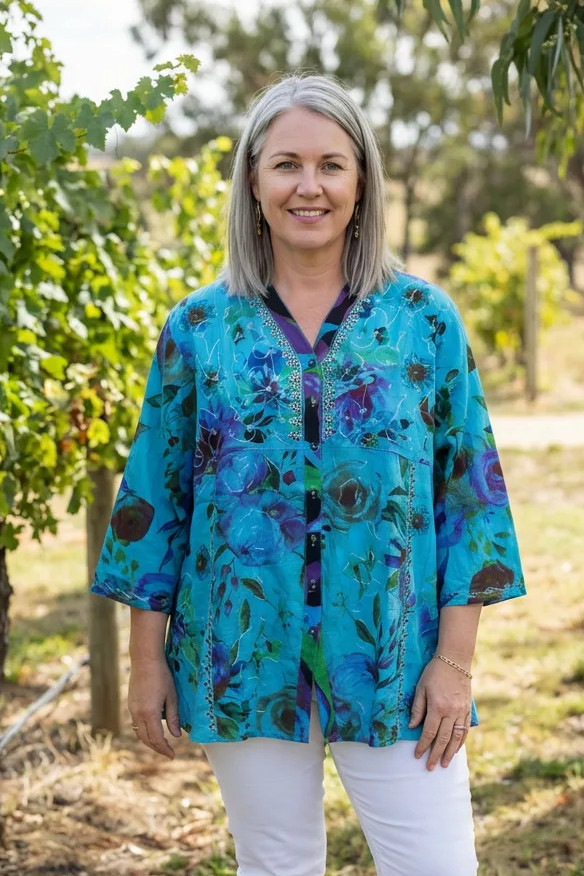 Button Thru Overdye Garden Plus Top - ASSORTED DUE BACK NOV