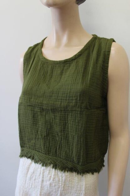 Cheesecloth Sleeveless Shell Top Bias Trim 5 COLOURS!