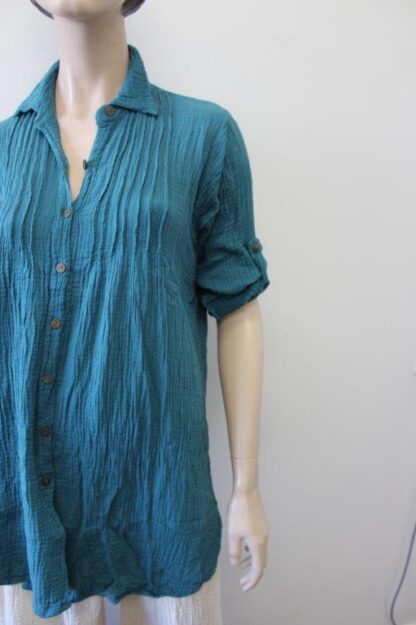 Cheesecloth Pintuck Shirt W Long Rollup Sleeves 3 COLOURS! - Image 4