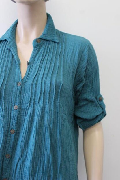 Cheesecloth Pintuck Shirt W Long Rollup Sleeves 3 COLOURS! - Image 3