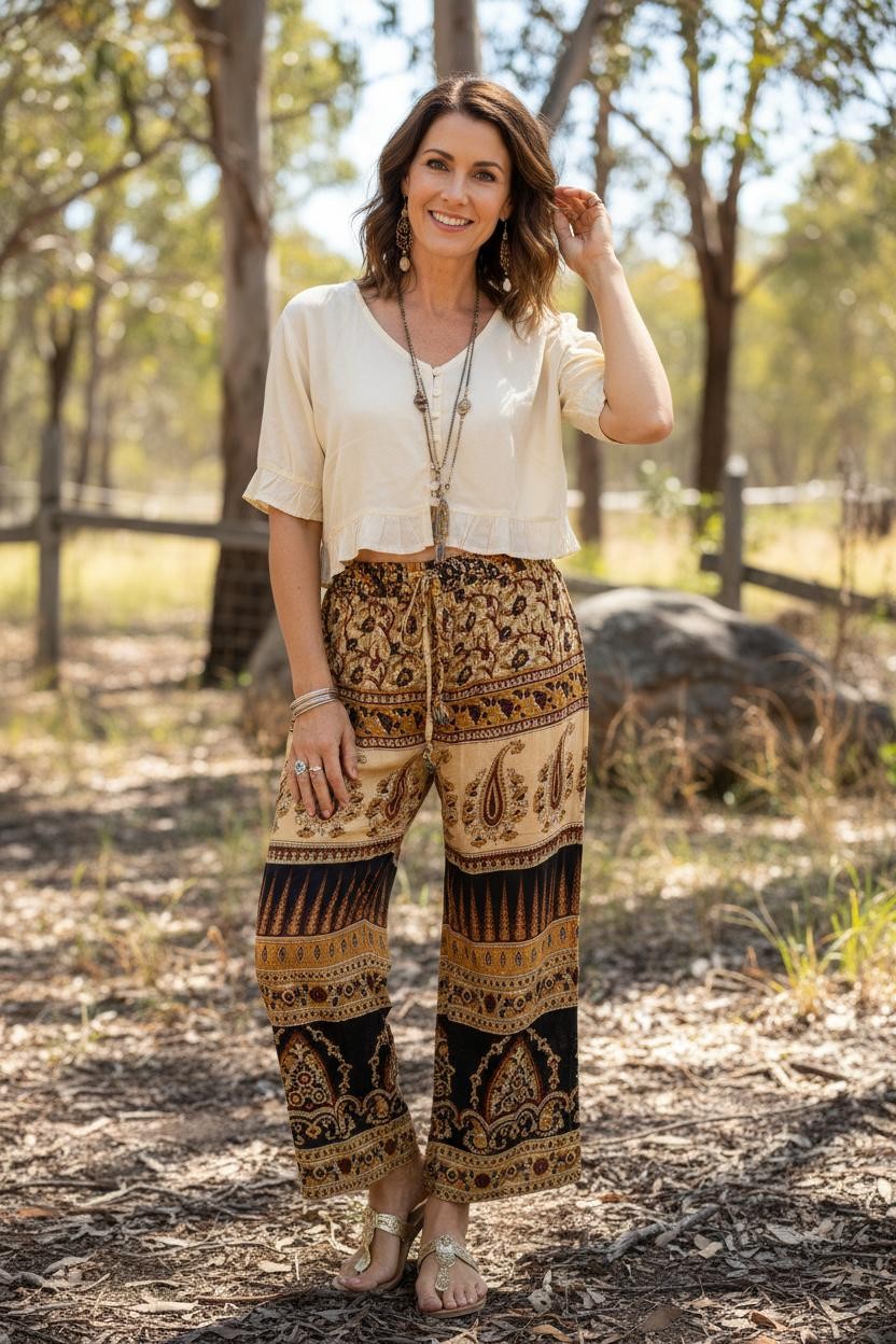 Bagru Rayon Crepe Wide Leg Pant Version 1