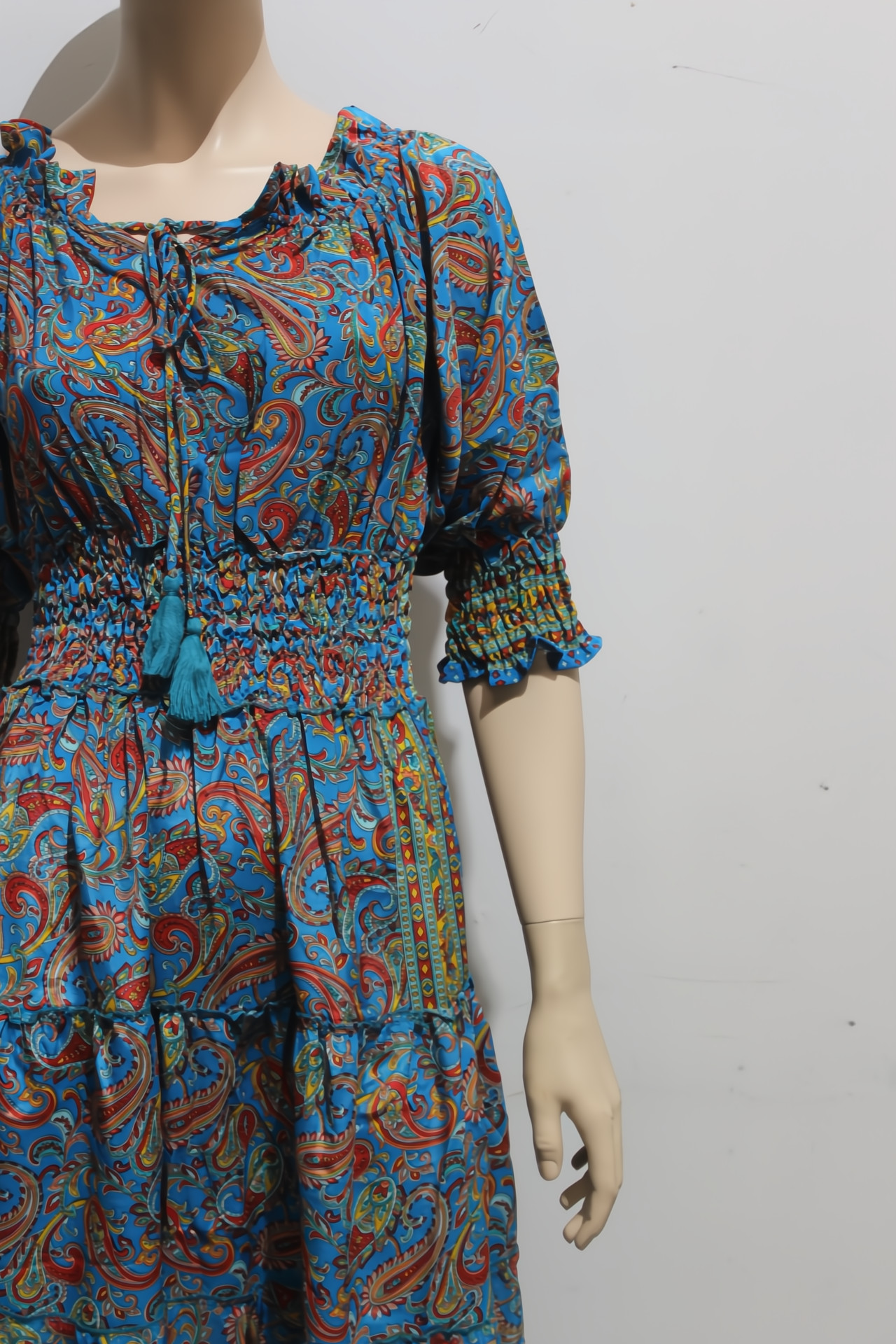 Artsilk Sari Off Shoulder Peasant Maxi Dress - Image 2