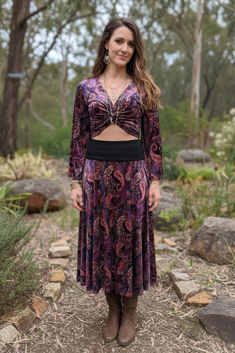 Mod Stretch Velour A-line Midaxi Skirt IN 3 NEW PRINTS! - Image 4