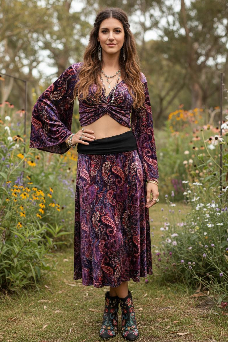 Mod Stretch Velour A-line Midaxi Skirt IN 3 NEW PRINTS! - Image 5