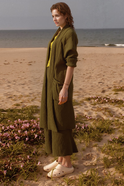 Cotton Cheesecloth Midi jacket w Pockets - Image 4