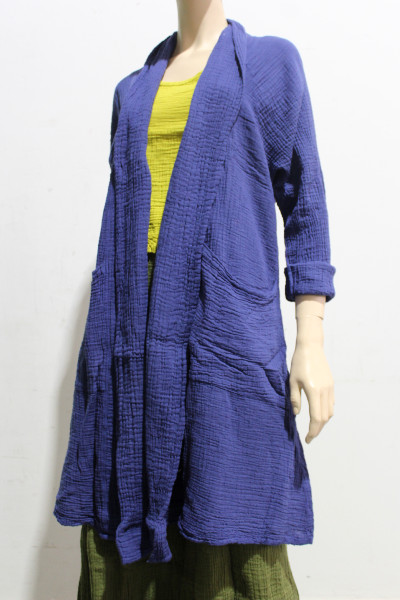 Cotton Cheesecloth Midi jacket w Pockets - Image 8