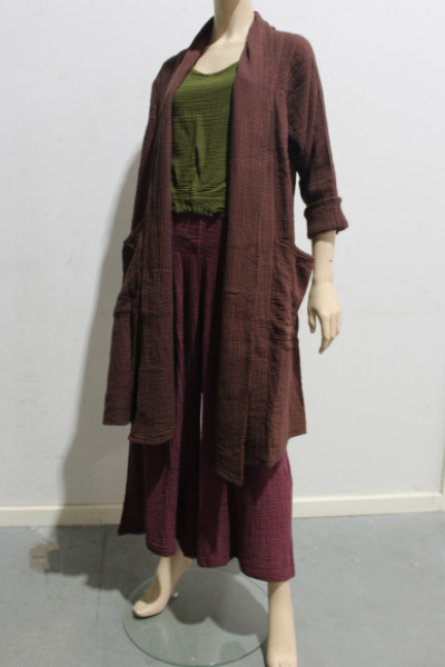 Cotton Cheesecloth Midi jacket w Pockets - Image 9