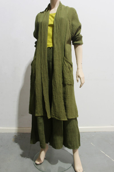 Cotton Cheesecloth Midi jacket w Pockets - Image 5