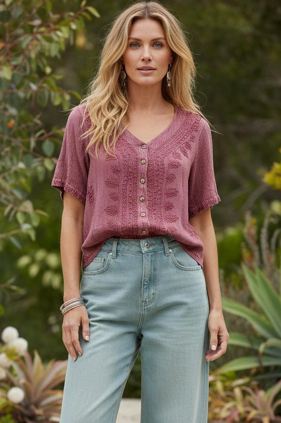 Cropped Crepe Button Top TOPPED UP COLS! - Image 14