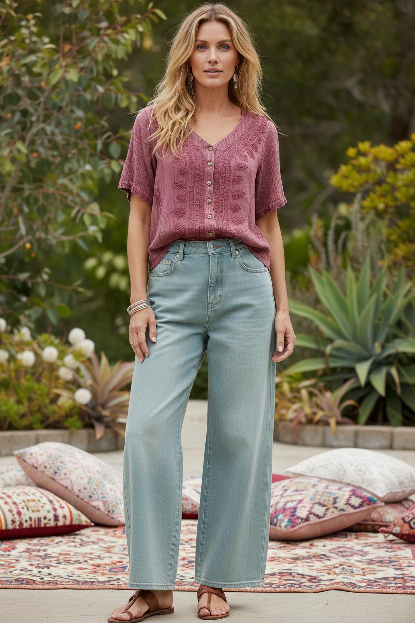 Cropped Crepe Button Top TOPPED UP COLS! - Image 9