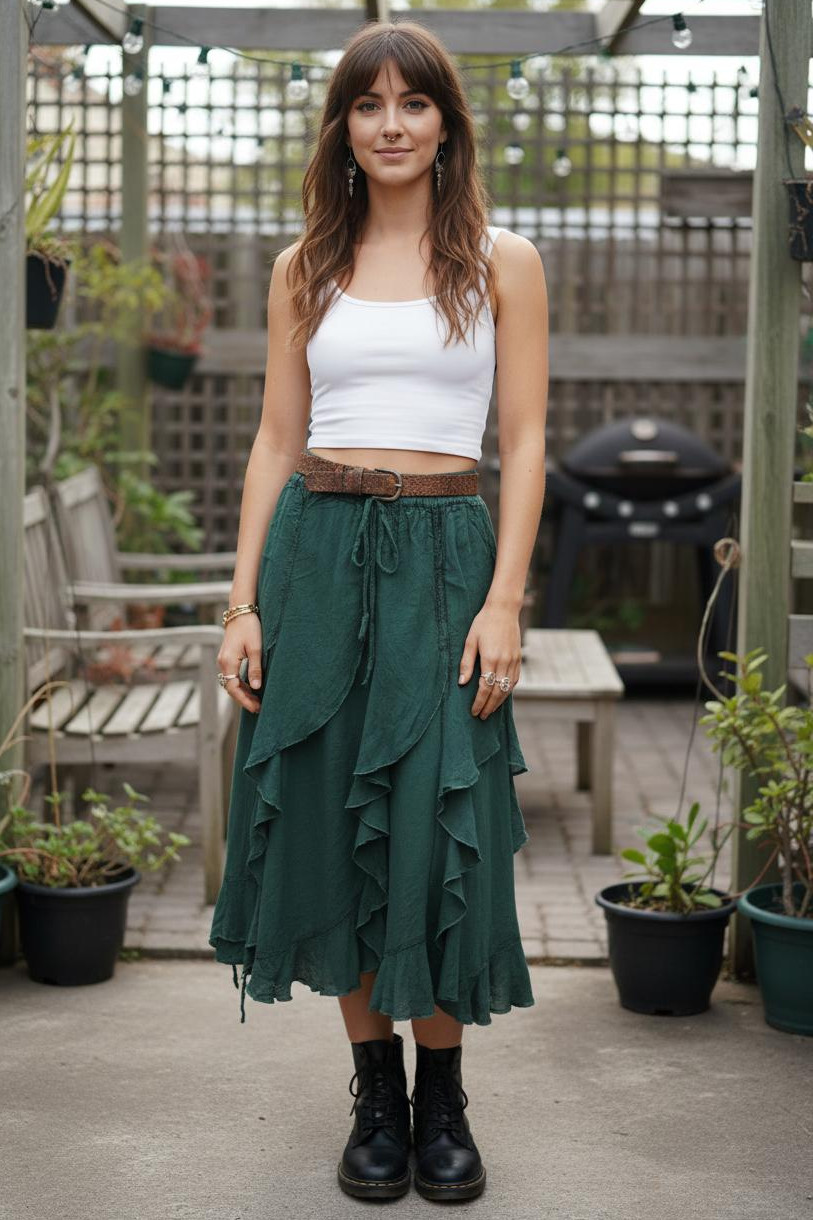 Fluted Bias Layer Ruffle Skirt NEW COLS ADDED! - Image 2