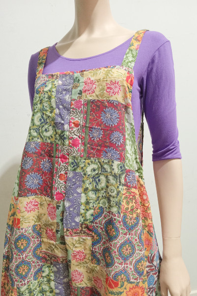Print Pocket Midi Overalls Dress - Block Print - Image 4