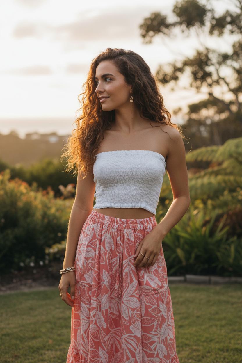 Island Shirred Rayon Boob Tube