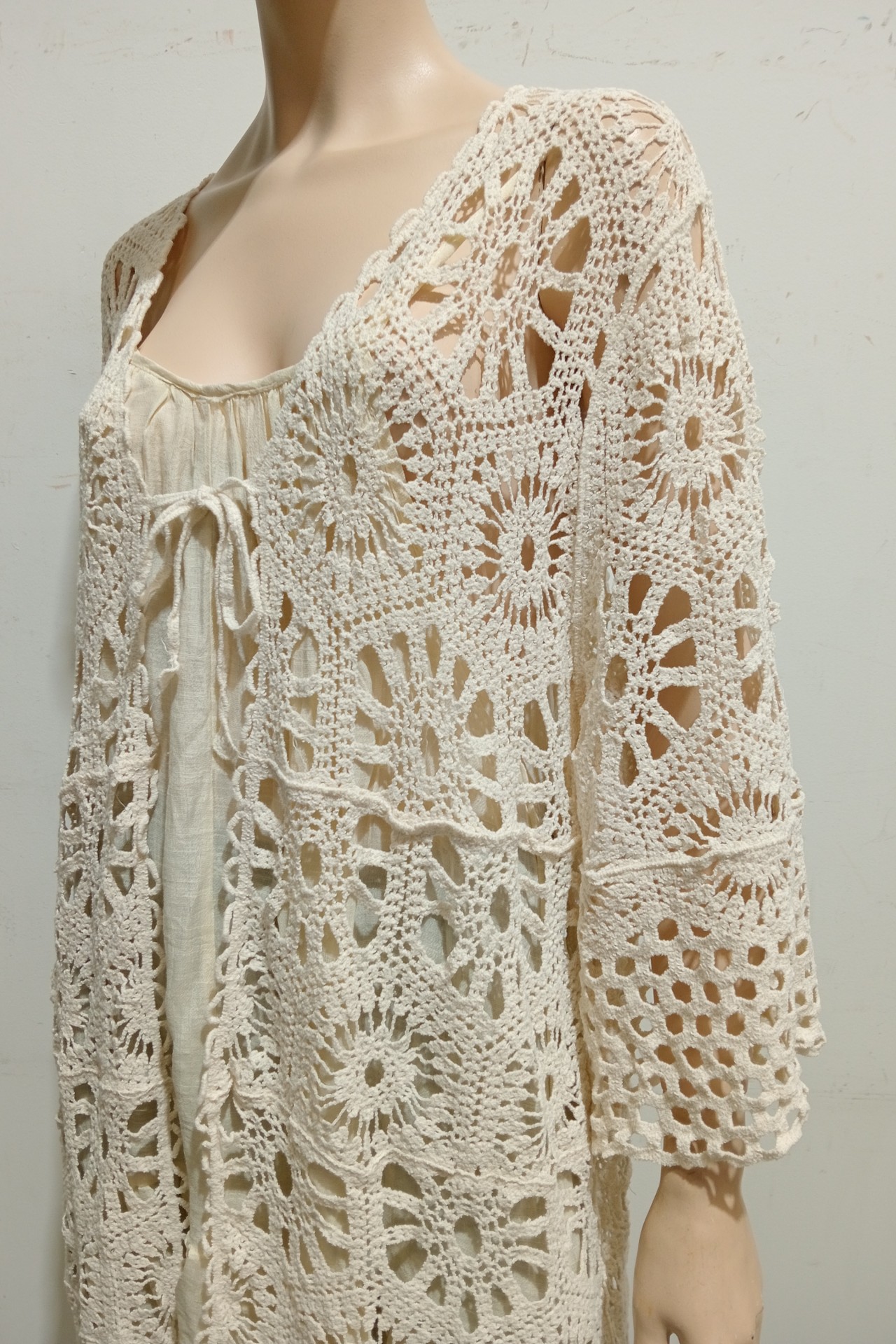 Crochet Cardi w Bell Sleeves MIDI - Image 4