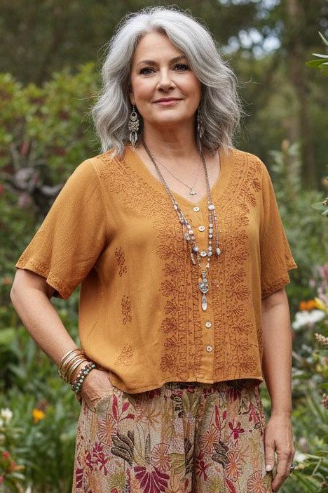 Cropped Crepe Button Top TOPPED UP COLS! - Image 5
