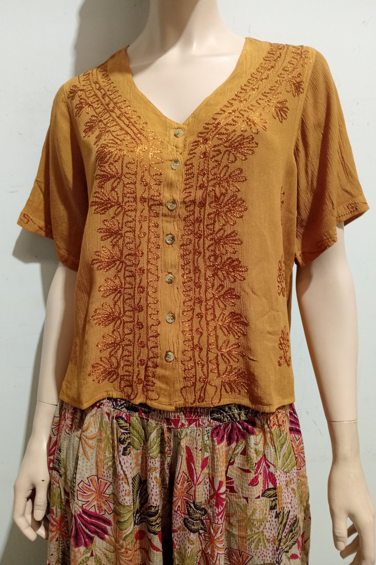 Cropped Crepe Button Top TOPPED UP COLS!
