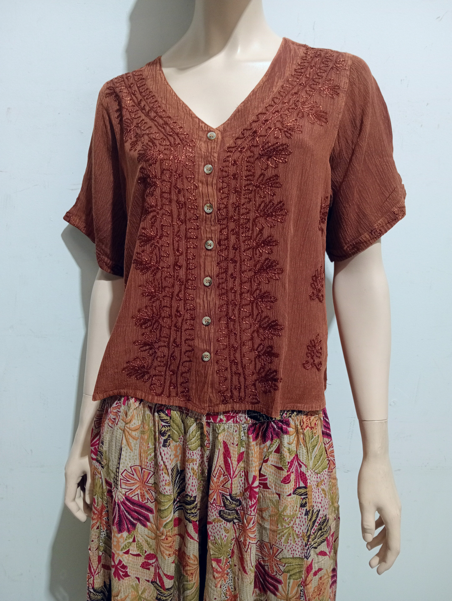 Cropped Crepe Button Top TOPPED UP COLS! - Image 6