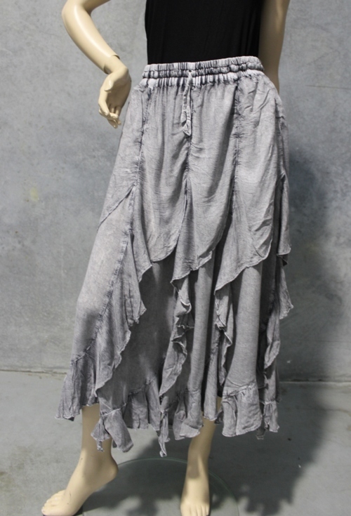 Fluted Bias Layer Ruffle Skirt