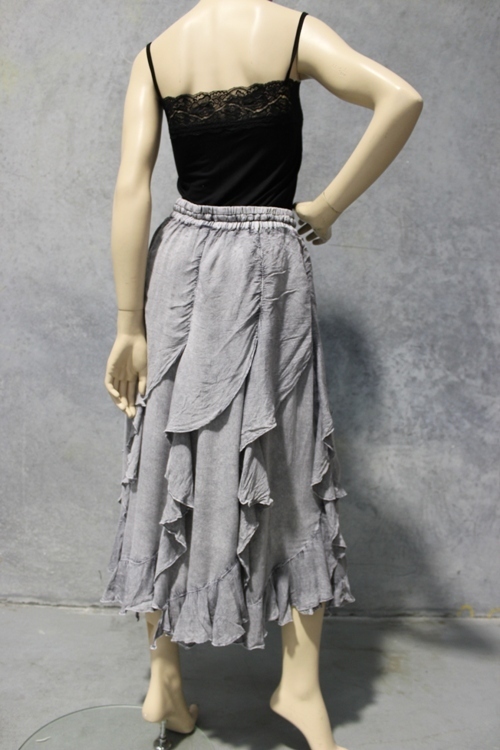 Fluted Bias Layer Ruffle Skirt