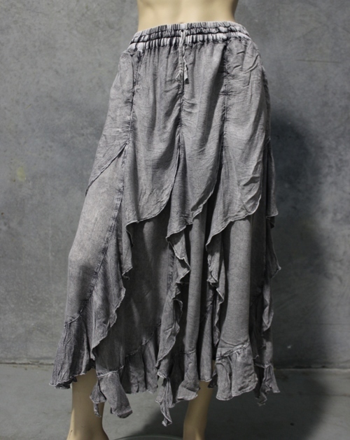 Fluted Bias Layer Ruffle Skirt