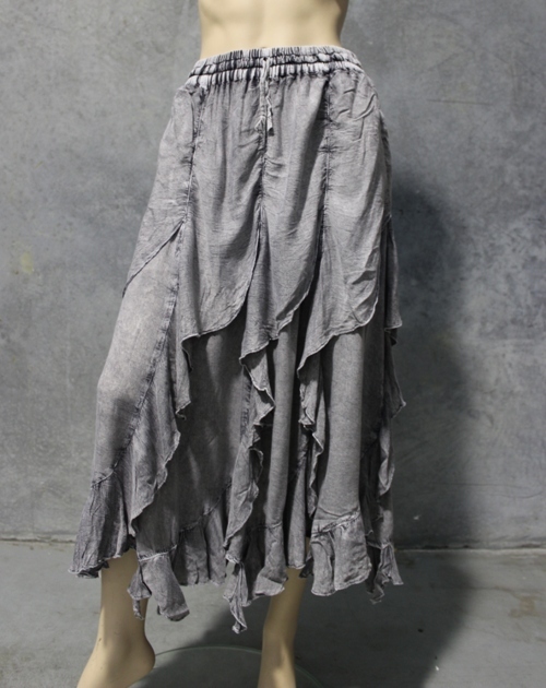 Fluted Bias Layer Ruffle Skirt