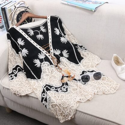 Lace Up Black/Cream Emb Blouse - Image 6