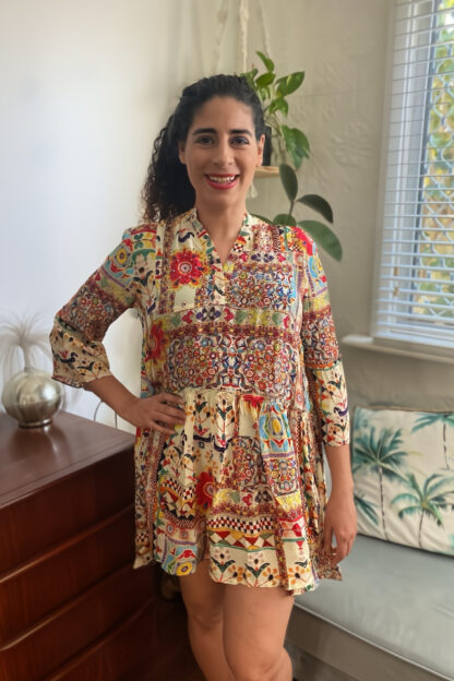 ARTSILK Pull on Smock Dress - Rajistan Embroidery Collage