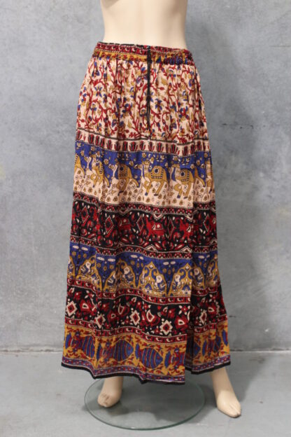 Bagru Crinkle Crepe Long Skirt- Red Assorted - Image 13