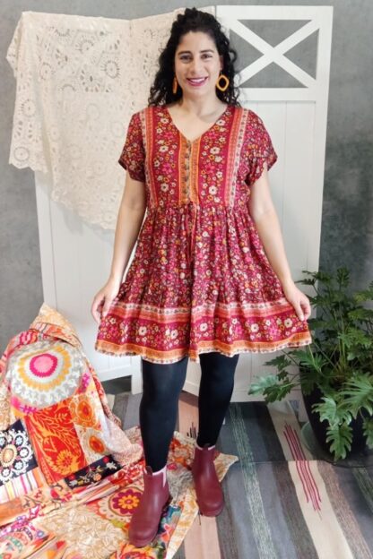 Babydoll Button Capsleeve Dress (LUCKY DIP PRINTS)