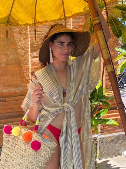 Stripe Veil Tie Up Beach Throw