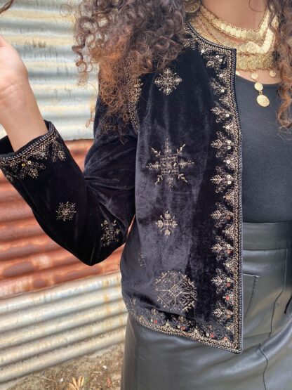 Raja Embroidered Velvet Jacket - Image 3