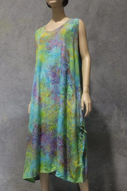 Wax Batik Long Dress w Pockets and Ties