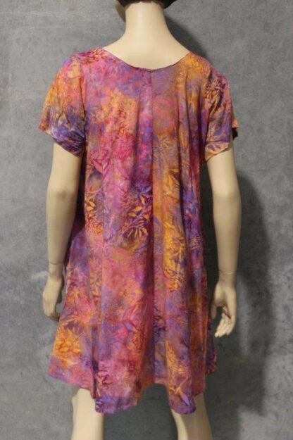 Wax Batik Short Sleeve Dress w Buttons - Image 3