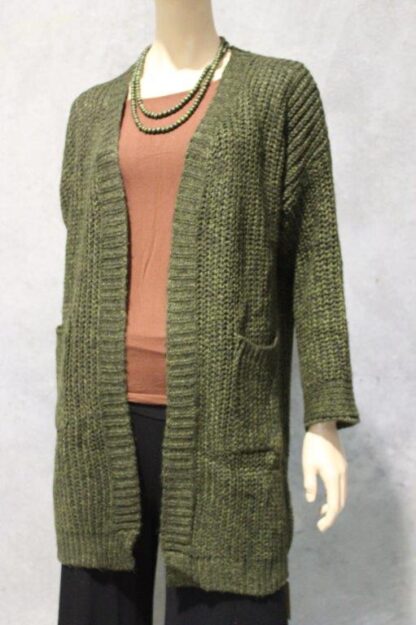 Flecked Knit Cardigan W Pockets (MEZ) - Image 3