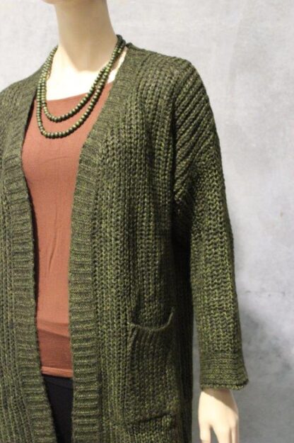 Flecked Knit Cardigan W Pockets (MEZ) - Image 2