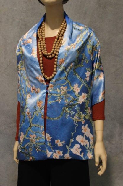 Reversible Artwork Satin Cape w Frogging Buttons - Image 16