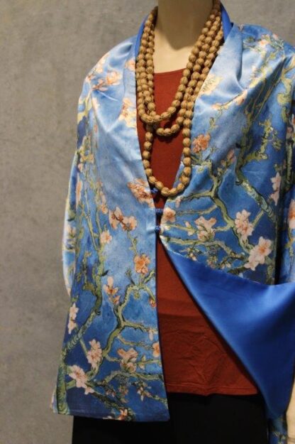 Reversible Artwork Satin Cape w Frogging Buttons - Image 15