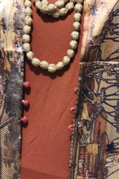 Reversible Artwork Satin Cape w Frogging Buttons - Image 8
